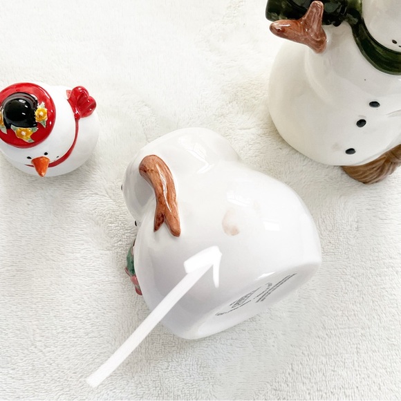 Oneida Snow Family Warren Kimble Snowman Sugar & Creamer Set Hand Painted 2004 - Picture 14 of 16